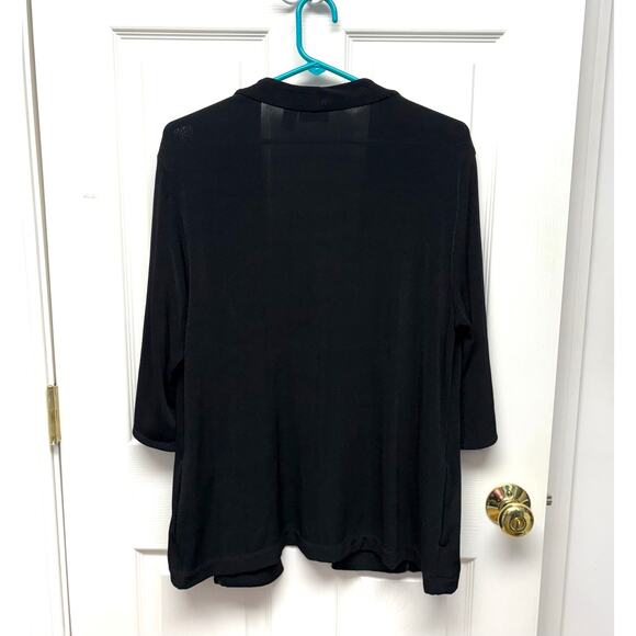 Chico's Travelers Black Cardigan, 3/4 Sleeves, Open Front, Women's Size m - Picture 4 of 6